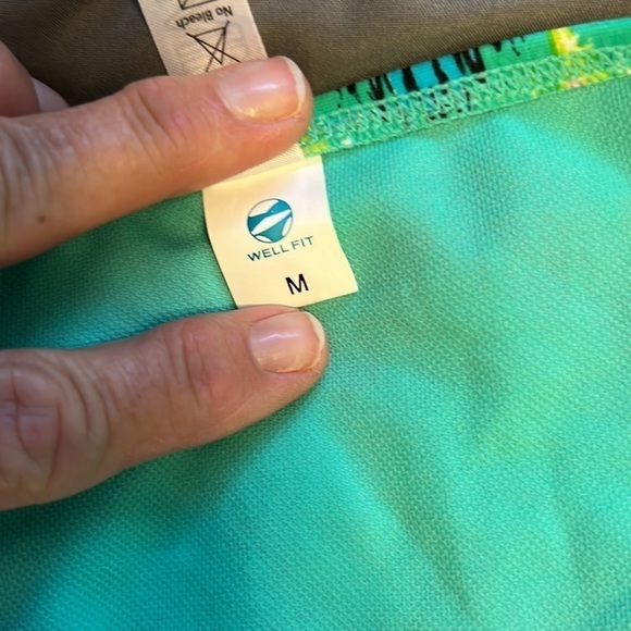 Damsel bikini bottoms multicolored w/ Silver balls & 6 green straps on sides - Picture 5 of 7